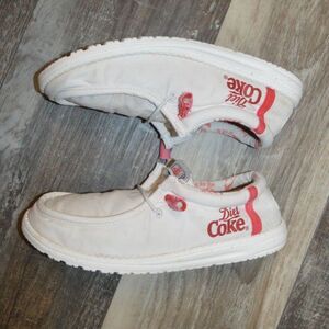 Hey Dude Diet Coke Wally Collab Slip On Canvas Mens 8 Shoes Red Gray White